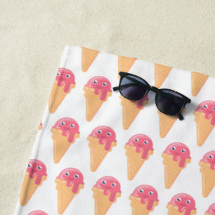 Serviette De Plage Conne de glace rose Motif mignonne