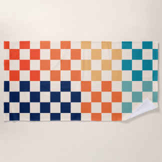 Serviette De Plage Contrôle coloré À damiers Motif de tableau de bord