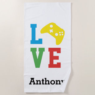 Serviette De Plage Contrôleur de jeu vidéo LOVE personnalisé