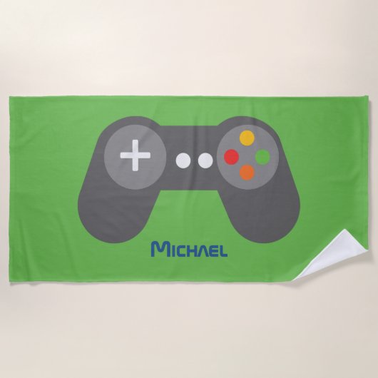 Serviette De Plage Contrôleur de jeu vidéo vert (Devant)