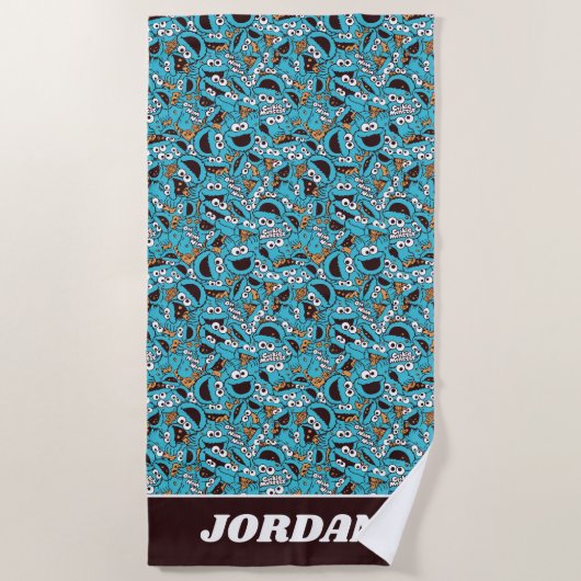 Serviette De Plage Cookie Monster | Nom Nom Nom Nom Motif (Devant)
