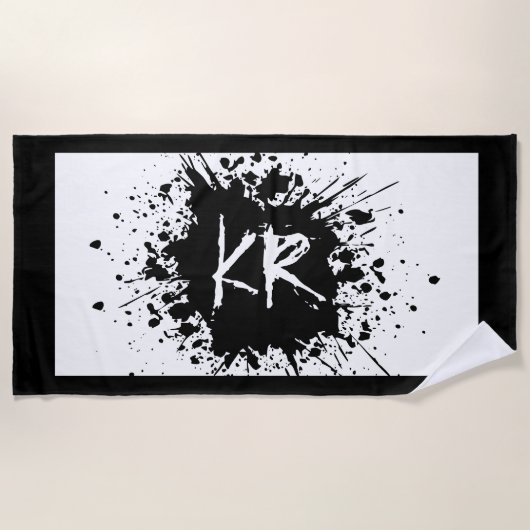 Serviette De Plage Cool Amusant noir blanc Monogramme moderne (Devant)