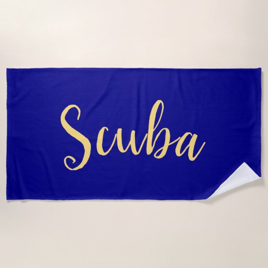 Serviette De Plage Cool amusant SCUBA Texte Profond Royal Blue Arrièr (Devant)