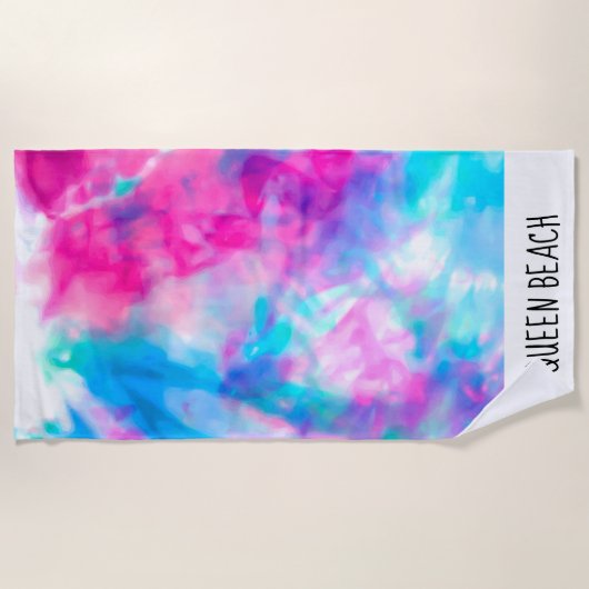Serviette De Plage Cool Artsy Girly Purple Rose Blue Tie Dye Motif (Devant)