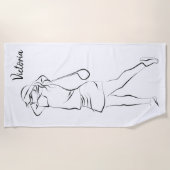 Serviette De Plage Cool Blanc Moderne Ajouter Votre Nom Customisé Dam (Devant)