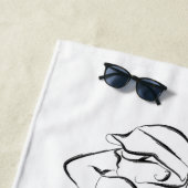 Serviette De Plage Cool Blanc Moderne Ajouter Votre Nom Customisé Dam (En situation)