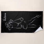 Serviette De Plage Cool Blanc Moderne Ajouter Votre Nom Customisé Dam (Devant)