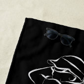 Serviette De Plage Cool Blanc Moderne Ajouter Votre Nom Customisé Dam (En situation)