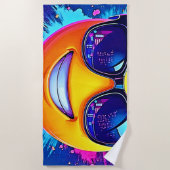 Serviette De Plage Cool 😎 Emoji Fun (Devant)