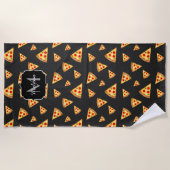 Serviette De Plage Cool et amusante pizza tranches motif Monogram (Devant)