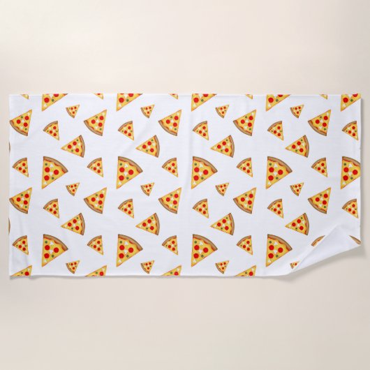 Serviette De Plage Cool et amusante pizza tranches motif sur blanc (Devant)