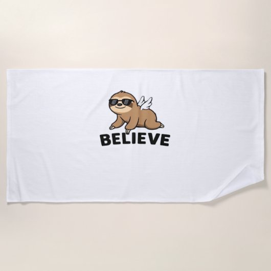Serviette De Plage Cool Flying Sloth Croyez Drôle Motivational Design (Devant)