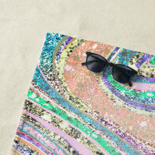 Serviette De Plage Cool girly faux parties scintillant unicorne marbr (En situation)