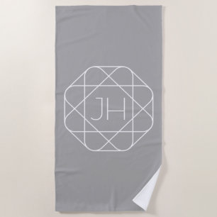 Serviette De Plage Cool monogram, style vibe   Grey & White