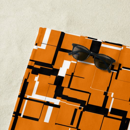 Serviette De Plage COOL orange noir blanc (En situation)