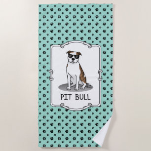 Serviette De Plage Cool Pit Bull et lunettes de soleil (lt brindle bl