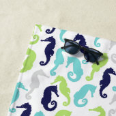 Serviette De Plage Cool Sea Horse Motif Monogramme (En situation)