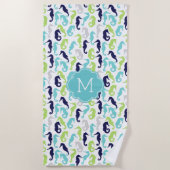 Serviette De Plage Cool Sea Horse Motif Monogramme (Devant)