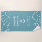 Serviette De Plage Coordonnées personnalisées de la maison de plage (Devant)