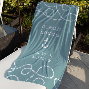 Serviette De Plage Coordonnées personnalisées de la maison de plage