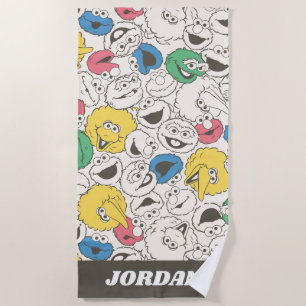 Serviette De Plage Copains de Rue Sésame Motif principal grosse têt