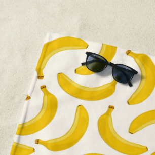 Serviette De Plage Copie, jaune et blanc de fruit tropical de bananes