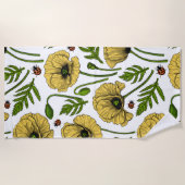 Serviette De Plage Coquelicots jaunes et coccinelles (Devant)