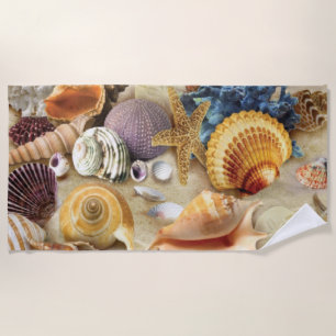 Serviette De Plage Coques de mer sur la plage