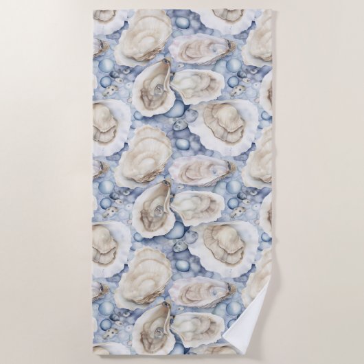 Serviette De Plage Coques d'huîtres bleues (Devant)