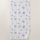 Serviette De Plage Coques Starfish Sun Fun Texte bleu ID918 (Devant)