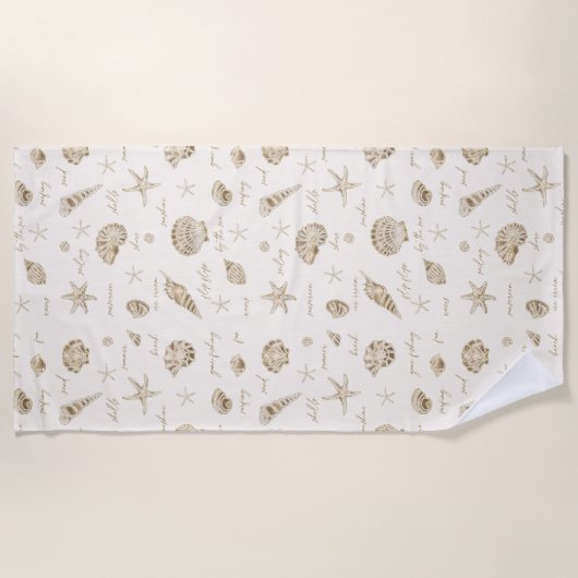 Serviette De Plage Coques Starfish Sun Fun Texte Sandstone ID918 (Devant)