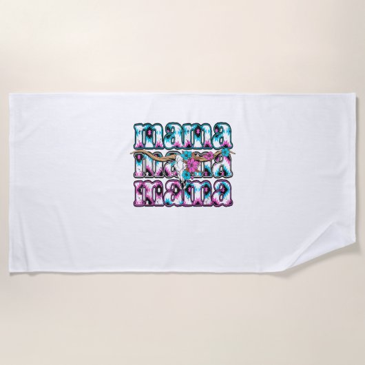 Serviette De Plage Coquette Bow Mama Cowgirl Turquoise Wester (Devant)