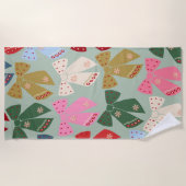 Serviette De Plage Coquette des vaches de Noël rétro (Devant)