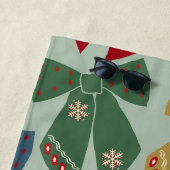 Serviette De Plage Coquette des vaches de Noël rétro (En situation)
