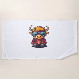 Serviette De Plage Coquette Highland Cow Bubblegum Tshirt Design, Hol