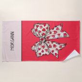 Serviette De Plage Coquette rouge mignonne et blush Coquette Bow coeu (Devant)