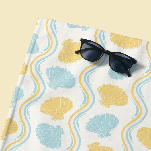 Serviette De Plage Coquillage et vagues de plage Été