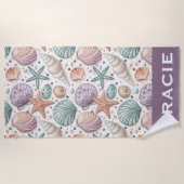 Serviette de plage Coquillage & Étoile de mer (Devant)