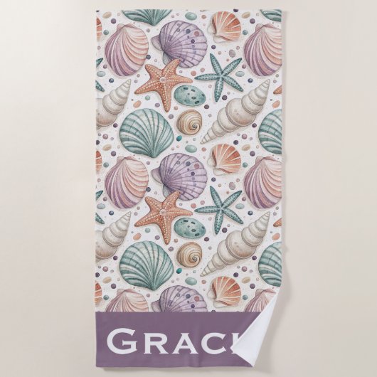 Serviette de plage Coquillage & Étoile de mer (Devant)