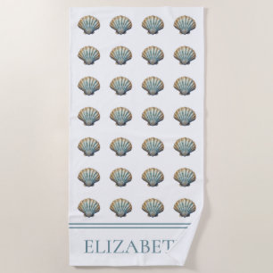Serviette De Plage Coquillage personnalisé bleu côtier