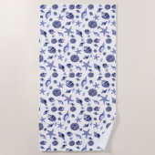 Serviette De Plage Coquillages bleus et blancs (Devant)