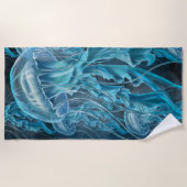 Serviette De Plage Coquillages bleus et noirs (Devant)