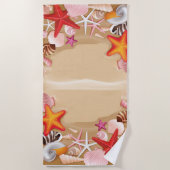 Serviette de plage Coquillages côtiers & étoiles d (Devant)