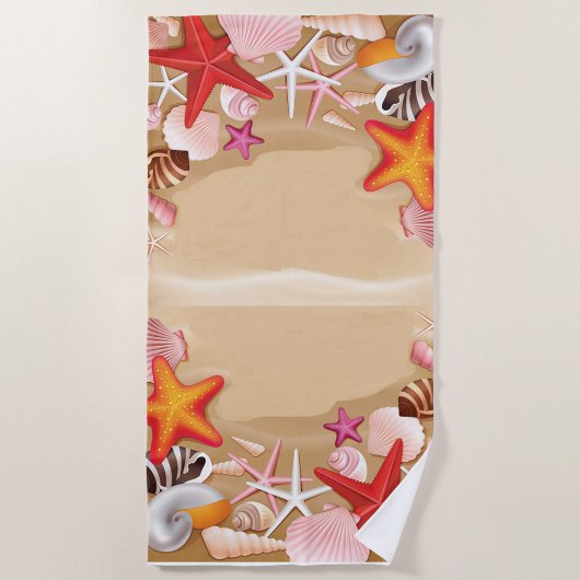 Serviette de plage Coquillages côtiers & étoiles d