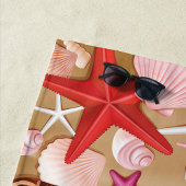 Serviette de plage Coquillages côtiers & étoiles d