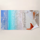 Serviette De Plage Coquillages de plage tropicaux (Devant)