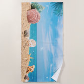 Serviette De Plage Coquillages des îles tropicales Eau Turquoise (Devant)