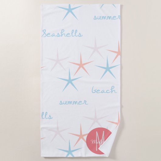 Serviette De Plage Coquillages d'été Étoile de mer de plage (Devant)