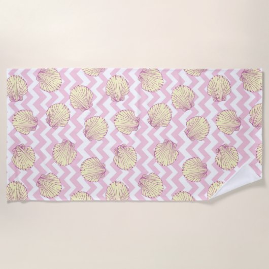 Serviette De Plage Coquillages et Chevron (Devant)