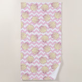 Serviette De Plage Coquillages et Chevron (Devant)
